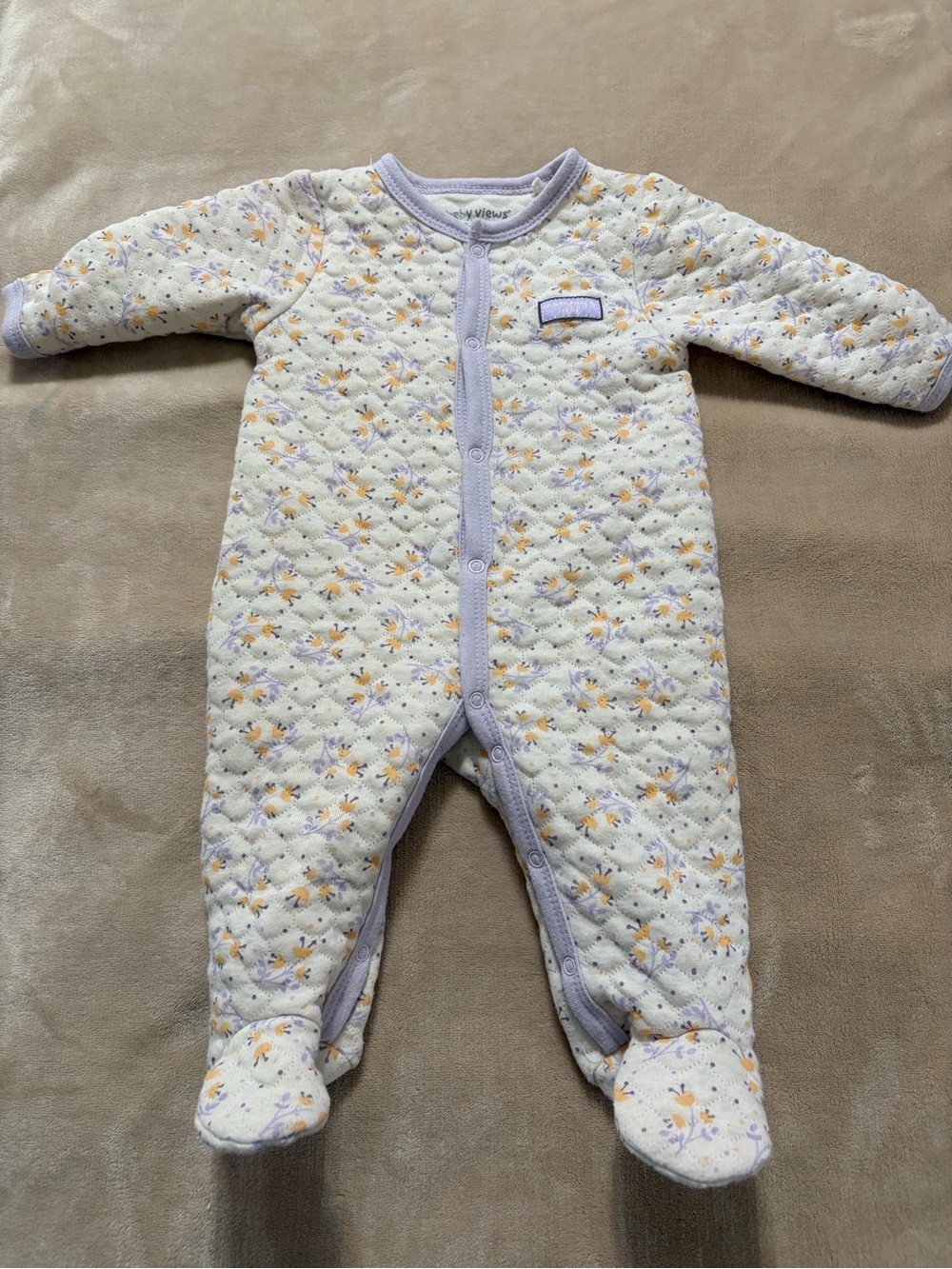 Baby Views One-Piece Footed Sleeper - Lavender Trim Floral